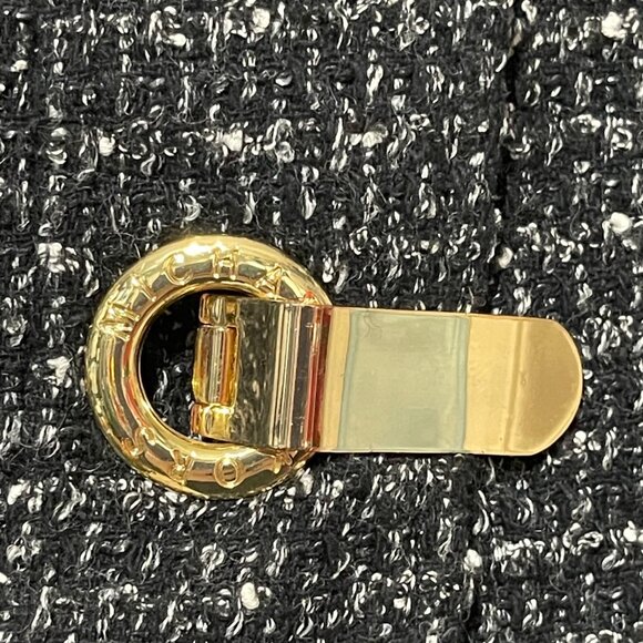 Michael Kors Size S Black & White Tweed Cropped Jacket Goldtone Hardware Pockets - Picture 2 of 12